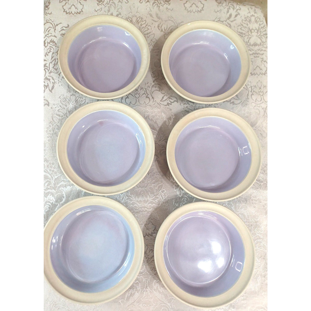 Ethnic Originals 6 Japan Purple Gray Heavy Ceramic Soup Bowls 7" x 2" Set - Picture 9 of 14